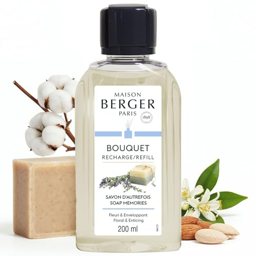 Maison Berger – Recharge Bouquet Parfumé Savon d'Autrefois – Parfum d’intérieur pour la maison 200 ml – Fabriqué en France – Diffusion Longue Durée, Douce et Continue