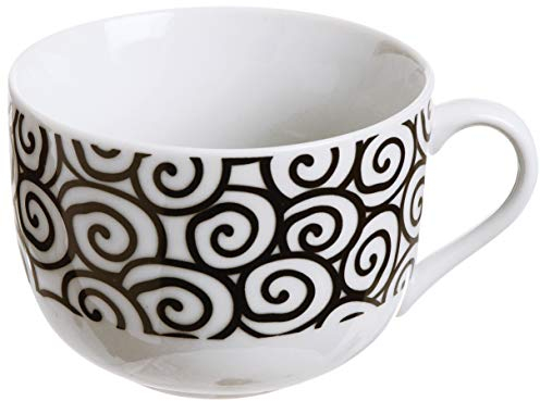 Excèlsa Tasse en Porcelaine Magic Black Jumbo, Multicolore, Motifs Assortis, 1 Pièce