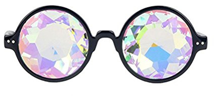 Kaleidoskop Gläser Regenbogen Rave Wurmloch Prisma Diffraktion Brille (schwarz)