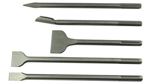 Weischer® - SDS Max Meißel Set | Kanal Spitz Flach Breit Fliesen | 5-tlg. mit Koffer | Bohrhammer kompatibel | stabiles & bruchfestes Set für Mauerwerk, Fliesen, Beton & Stein