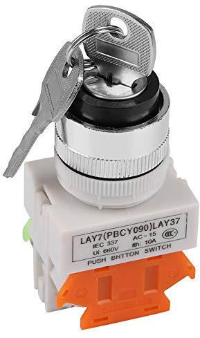 Key Rotary Switch, 2 Position Key Operated Rotary Switch 2 Keys 22mm Mount LAY37-11Y/21