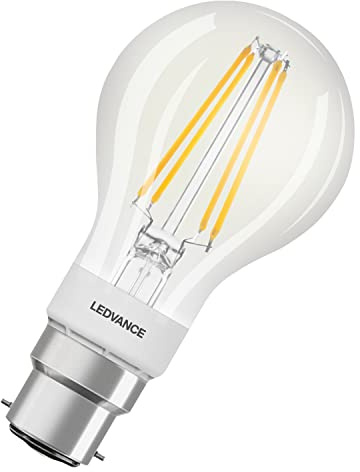 LEDVANCE Smart LED-lampa med Bluetooth Meshteknik, bas B22d, dimbar, varmvit (2700K), 60 W ersättning, kontrollerbar med Alexa, Google och Apple Voice Control, SMART+ Filament Classic DIM, 1-pack