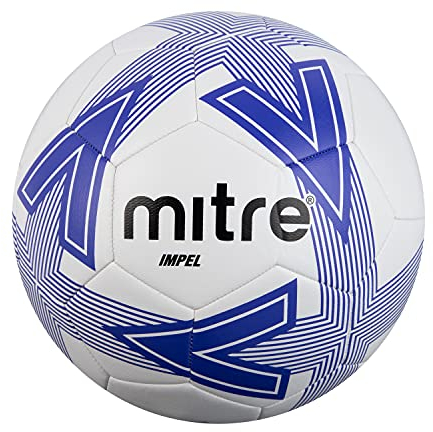 Mitre Impel L30P Football, Highly Durable, Shape Retention, For All Ages, White, Blue, Black, Size Ball 5