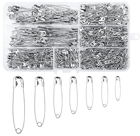 600 Stück Sicherheitsnadeln 7 Größen (19-55mm) Langlebig Rostbeständig Sicherheitsnadeln für Kunsthandwerk Schmuckherstellung Nähzubehör Set