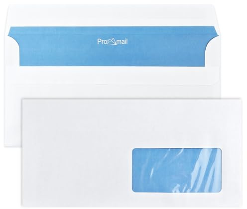 Netuno 100 enveloppes commerciales avec fenêtre à droite DL 110 x 220 mm | 80g · enveloppes blanches à fenêtre · enveloppes d'affaires pour courrier, envois, factures, bureau & expédition