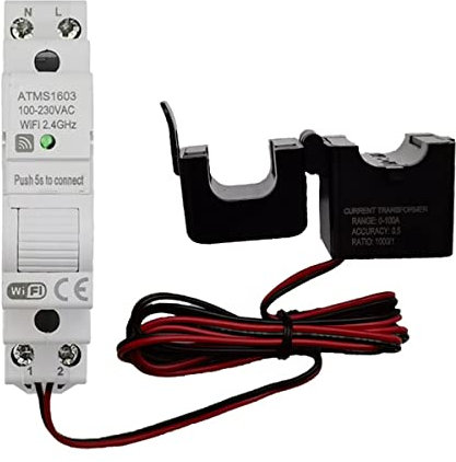 Mdnncdje ATMS1603 Tuya Contador de inteligente WiFi monofásico 100A Carril DIN para medir con precisión la potencia del amperímetro del voltímetro