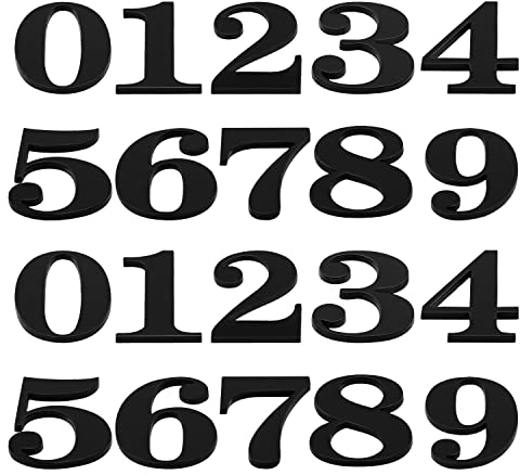 GEBAUM 2 Sätze Von 4cm Hausnummer (0-9) Selbstklebende Hausnummer aus Acrylmaterial, Schwarze Zahlen Aufkleber Hausnummer Kann als Hausnummer, Briefkasten oder Dekoration Verwendet Werden