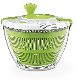Cuisinart Centrifugador de ensalada grande con tope giratorio, 5 cuartos de galón, CTG-00-SAS1, plástico, verde y blanco