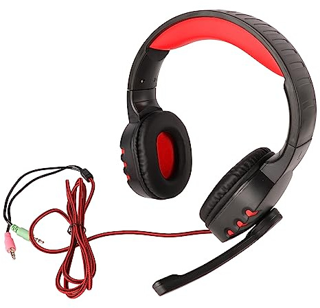 Auriculares para Juegos con Cancelación de Ruido sobre la Oreja con Micrófono, Diadema Ajustable, Compatible con PC Portátil