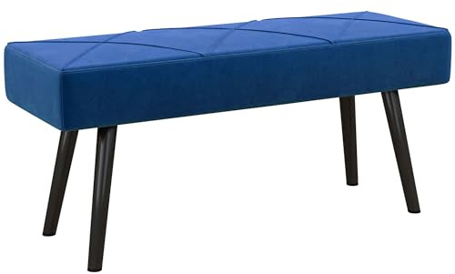 HOMCOM End of Bed Bench with X-Shape Design and Steel Legs, Upholstered Hallway Bench for Bedroom, Blue