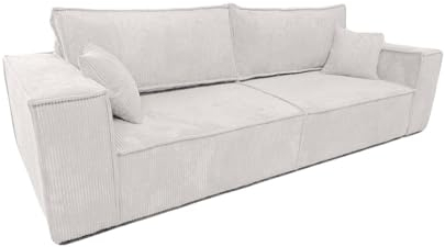 MargaretHadas24 Ecksofa Camel III mit Schlaffunktion Bettkasten Sofa Couch 255 cm Wohnzimmer Schlaffläche 200 x 150 cm (Farbe: Poso 100 - beige)