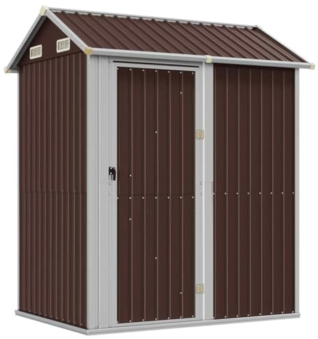 vidaXL Trädgårdsskjul brun 192x152,5x237 cm galvaniserat stål, verktygsbod, verktygsskjul, bod, verktygsbodar, skjul, bodar, vedbod, vedbodar
