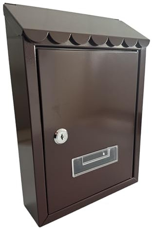 Cassetta Postale per Esterno individuale da parete con serratura 300x210x7 cm Colori Assortiti (Marrone)