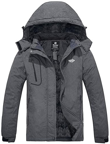 Wantdo Giacca da Snowboard Running Giubbotto da Montagna Caldo Cappotto da Escursionismo Outdoor Giubbotto Running Antipioggia Donna Grigio Scuro Floreale XXL