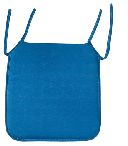 Acomoda Textil – Cojines para Silla de Espuma con Tela y Cintas de Sujeción 40x40 cm. Asiento Acolchado, Mullido y Cómodo para Interior y Exterior de Comedor, Jardín y Terraza. (Azul, 4 Unidades)