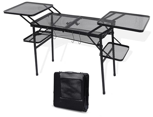 Nice C Camping Table, Compact Folding Table, Tailgate Grill Table, Outdoor Tables, Camping Tables That Fold Up Lightweight, with 4 Side Tables & Mesh Net for BBQ, Camping