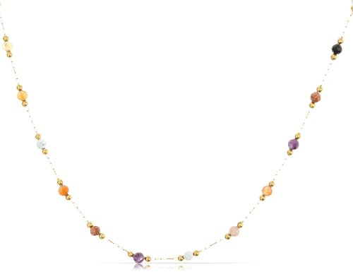 Made by Nami Perlenkette Damen Bunt aus Edelstahl Wasserfester Schmuck Geschenke für Frauen (Bunt)