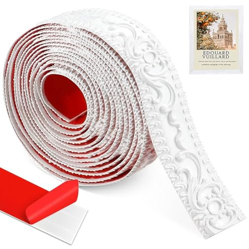 Wandleisten Selbstklebend 500cm*3.6cm*6mm, Weiß Wandleisten Deckenleisten Selbstklebend, 3D Stuckleisten Decke, Flexible Wandverkleidung für TüRrahmen, Spiegel, Decken, Heimdekoration (A)