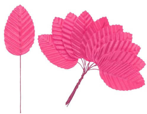 M METERXITY 100-Pack Artificial Silk Leaf Faux Wire Single Leaves Rose Red | Fake Flower Leaf, with Stem, for DIY Bouquet, Wreaths, Wedding, Garland, Party Decorations, Fake Rose Craft Leaves