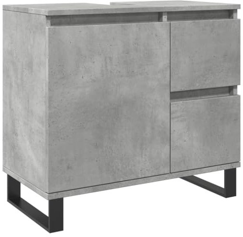 Armoire de lavabo de salle de bain gris béton 65x33x60 cm