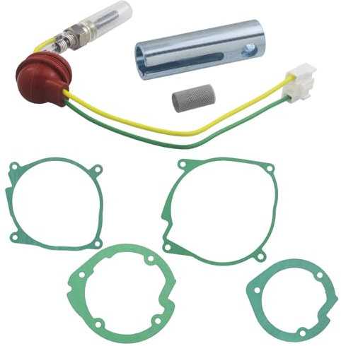 Pulchra 5PCS 12V 2KW 3KW Glow Plug Diesel Heater Set, Air Diesel Parking Heater Repair Kit with Pin Glow Plug + 4 Gaskets + Filter, 12V Ceramic Glow Plug Repair Kit for Eberspacher D2 D4, D4S or Other