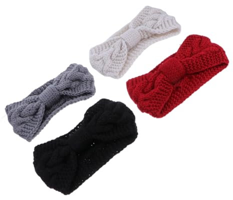 PACKOVE 4pcs Fashionable Woolen Headband Buttons Winter Headband for Women Comfortable Strangle for Yoga Outdoor