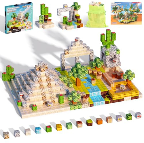 Blocs Construction Magnetique Enfant, 100 Pièces 2CM Bloc de Oasis Désert Cube Magnétique pour Garçon et Fille Cadeaux D'anniversaire, Jouets Montessori pour Enfant de 3 4 5 6 7 8 9 10 11 12 Ans
