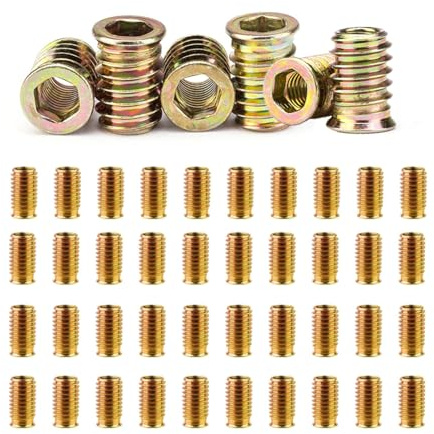 40 stycken skruvmuttrar M8 x 30 mm, gänghylsa gänginsats trä gänginsatser galvaniserad insexkant gänghylsa skruvmuttrar gänghylsor för trämöbler