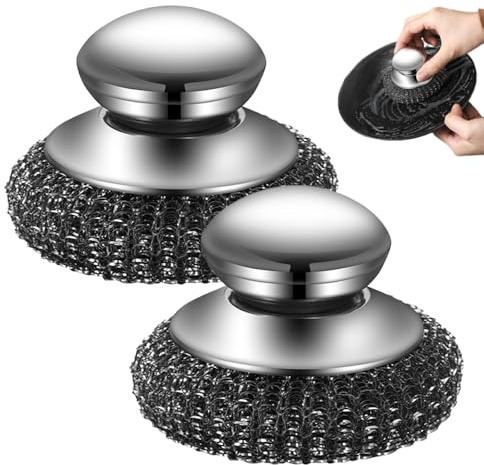 Scourers Sponge, 2025 New Metal Steel Wool, Scourers Ideal for Variety of Surfaces, Durable and Rust Resistant, Heavy Duty Cleaning Pad for Kitchen, Multipurpose (2 pcs)
