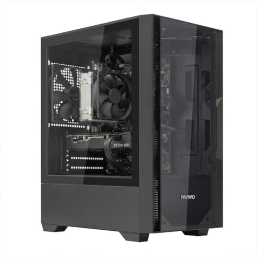 Nuwo Gigan BK100 - Caja para PC Gaming Micro-ATX Mini-ITX | Mini Torre Frontal y Lateral de Cristal Templado panorámico | Ventilador de 120 mm preinstalado