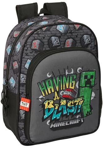 MINECRAFT GRAFFITI – Zaino scuola per bambini, zaino per bambini, adattabile al carrello, ideale per bambini in età scolastica, comodo e versatile, qualità e resistenza, 26 x 11 x 34 cm