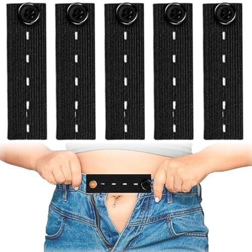 XUZOPIM 5 Piezas Extensor De Cintura Ajustable Cinco Agujeros, Botones Para Vaqueros, Extensión Metal Retráctil, Vaqueros Y A Presión, Pantalon Embarazada, Camisas, Jeans, Faldas Y Maternidad