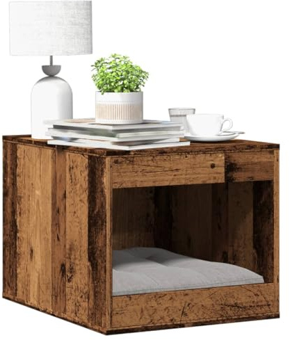 Mokuyary Meuble de Bac à Litière pour Chat Vieux Bois Salon | bois ingénierie Maison de Toilettes pour Chats, Table Basse pour Chambre, Balcon