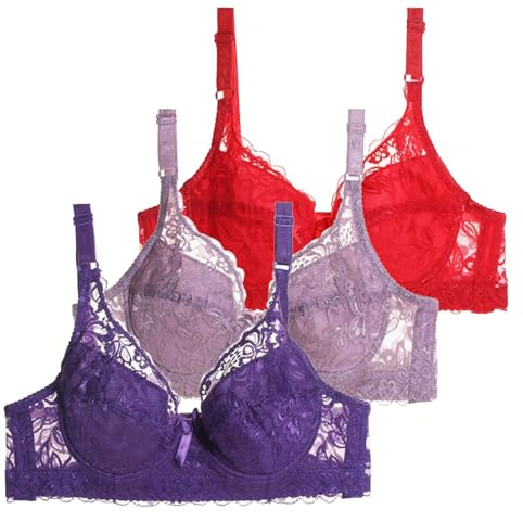 Generisch Lot de 3 soutiens-gorge push-up pour femme avec armatures - Soutien-gorge de sport - Soutien confortable et élégant