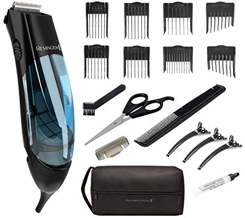 Remington Vacuum Haircut Kit, Vacuum Beard Trimmer, Hair Clippers for Men with Removable Hair Chamber and Dual Motor Power (18 pieces)