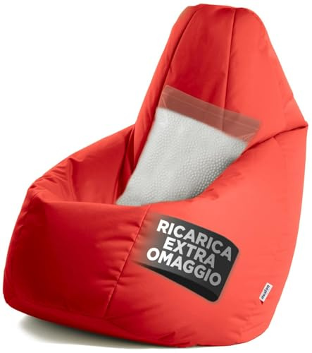 Avalon - Puff Poltrona Sacco Grande L Jive Deluxe Sfoderabile, Pouf Sacco di Qualità Sartoriale, Bean Bag per Sedersi Ergonomico, Tessuto Antistrappo Impermeabile, Made in Italy(80x125cm-Rosso)