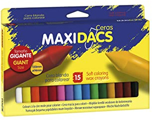 Alpino, MaxiDacs Farbige Wachse für Kinder, Weiches und Beschichtetes Malwachs, 15 Stück