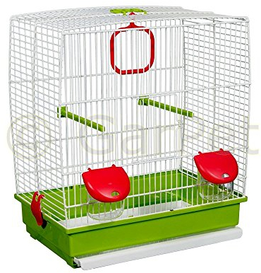 Vogelkäfig Käfig für Vögel Wellensittichkäfig Metall Vogelbauer klein grau weiß Transportkäfig mit Zubehör Vogelheim Kanarien