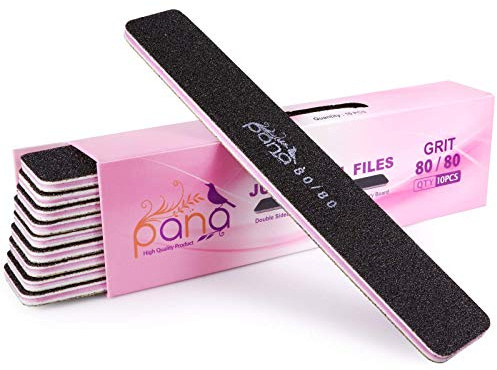 Pana Jumbo Size Black Nail Files 80 Grit, 10 Pack, 7 x 1.15