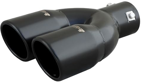 Simoni Racing Auspuffblende Doppel Rund/Schräg Edelstahl Schwarz - Ø76xL230mm - Anschluß ->58mm