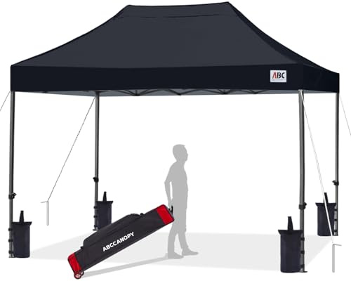 ABCCANOPY Pop Up Gazebo with Detachable Awning, Commercial Market stall, Bonus Upgraded Roller Bag, 4 Weight Bags, Stakes and Ropes