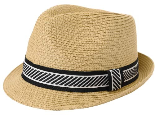 Comhats Unisex Summer Panama Fedora Trilby Straw Sun Hats for Men Women Safari Beach Hat Packable XS-XXXL (UK, Alpha, M, 99041a_Beige)