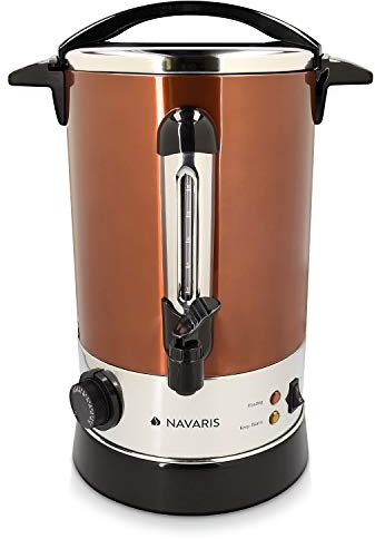 Navaris Hervidor de agua eléctrico de 6.8L con grifo - Dispensador bebidas calientes con termostato - Olla eléctrica para té café y vino - Cobre