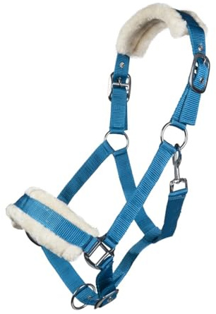 HKM 11796 Bischofshofen Headcollar Plush Padding Horse Halter Turquoise, Thoroughbred