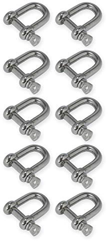 10 x Edelstahl Schäkel 4mm, gerade, rostfrei, poliert, V4A AISI 316, Schraubbolzen, Verbinder für Ketten & Seile, Outdoor - Tecklenborg Kegel GmbH