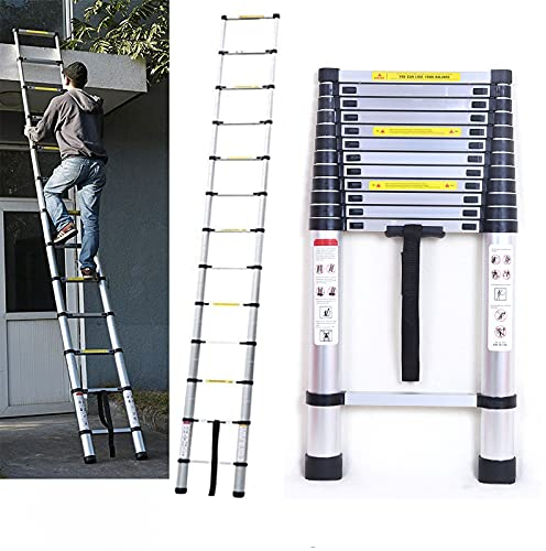 5M Teleskopleiter Aluleiter Klappleiter Mehrzweckleiter Rutschfester Ausziehleiter Ausziehbare Leiter Sprossenleiter Stehleiter Tragbar Leichte Leiter Schiebeleiter 150 kg Belastbarkeit