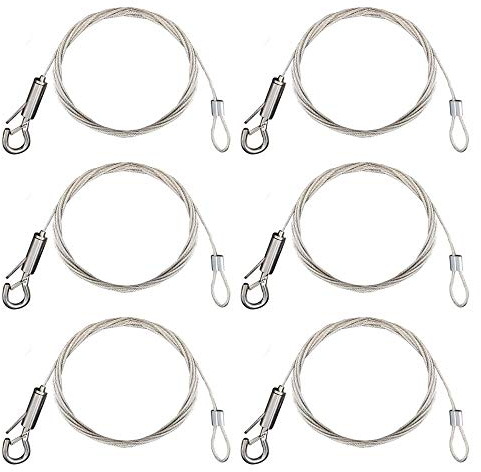 AAPLUS 6 Stü Edelstahl Drahtseil Automatische Drahtseilsatz mit Schloss Haken Hängende Ausrüstung für Panel Licht Bild Reklametafeln DIY Lampe Kleiderbügel Hardware - 18.56 FT Max 30 kg