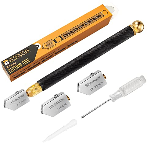 Juego de herramientas de corte de vidrio, 2 – 20 mm, de corte de vidrio con caja de almacenamiento portátil, y destornillador para cortar vidrieras, azulejos, espejo, mosaico