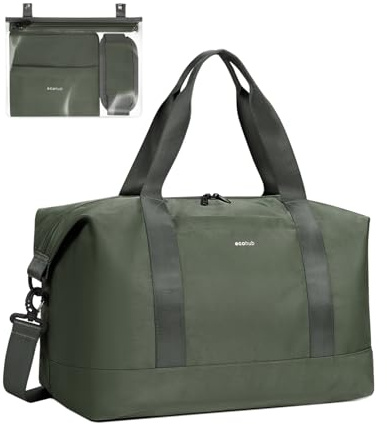ECOHUB Bagaglio a Mano Easyjet 45x36x20, 30L Borsa Pieghevole da Viaggio, Borsone Palestra Uomo Donna con Tasca Impermeabile, borsa sportiva grande, Borse Aereo, Brevetto Pendente(Verde)