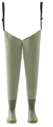 KPHYMOD Watstiefel Hüft-Wathose Für Fliegenfischen Für Männer Und Frauen, 2-lagige Hüft-Wathose Mit Stiefelfuß Und Stollen Für Angeln Und Jagen(Green,49 EU)